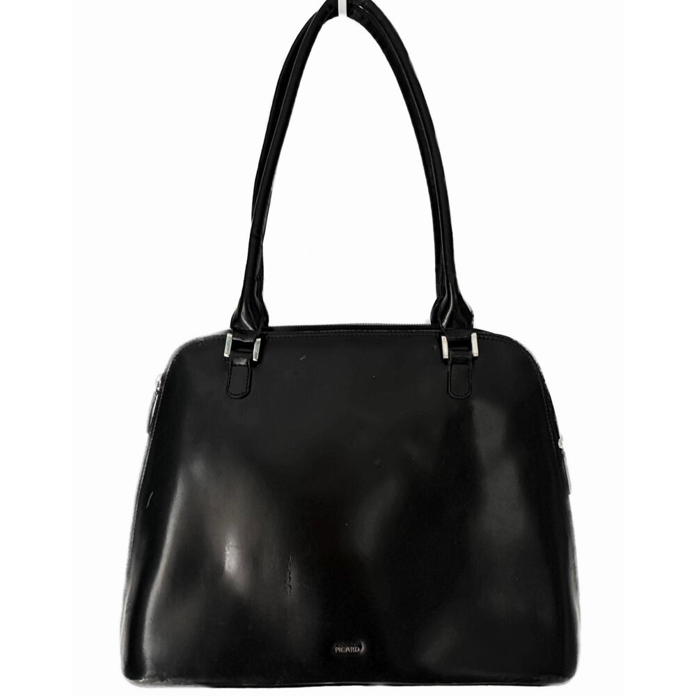 Vintage Y2K Authentic PICARD Genuine Black Leather Bowling Bag Purse